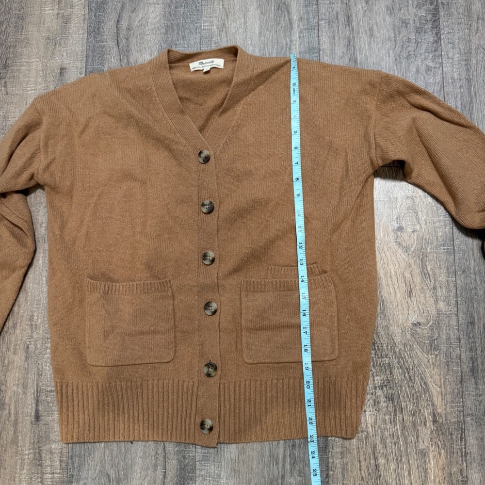 Madewell (Re)sourced Cashmere Ex-Boyfriend Cardigan Honey Chestnut Tan small - Picture 8 of 8